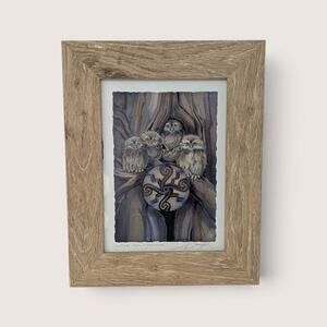Little Owl Medicine Jody Bergsma Signed Print Framed Wildlife Art Nature Decor